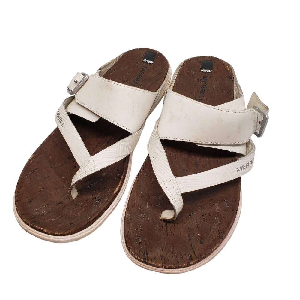 Merrell Select Move Slip On Y Strap Leather Sandal Size 10 Adjustable St…